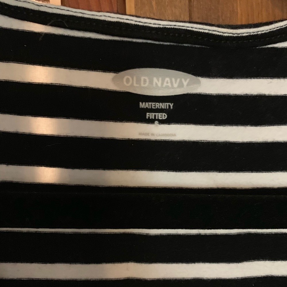 Black and white striped maternity dress